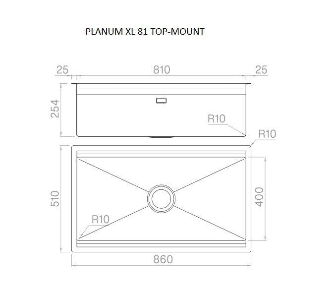 Artinox Planum 81 XL, top or undermount multi-level sink - Olif