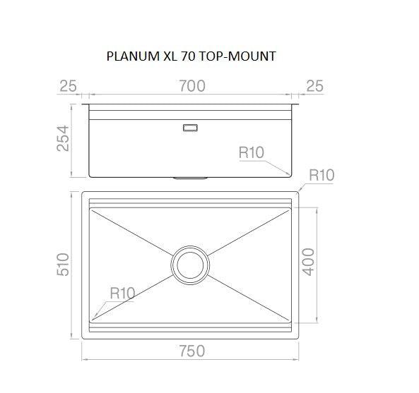Artinox Planum XL 70, top or undermount multi-level sink - Olif