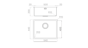 Artinox Radius Marina 50, outdoor kitchen sink - Olif