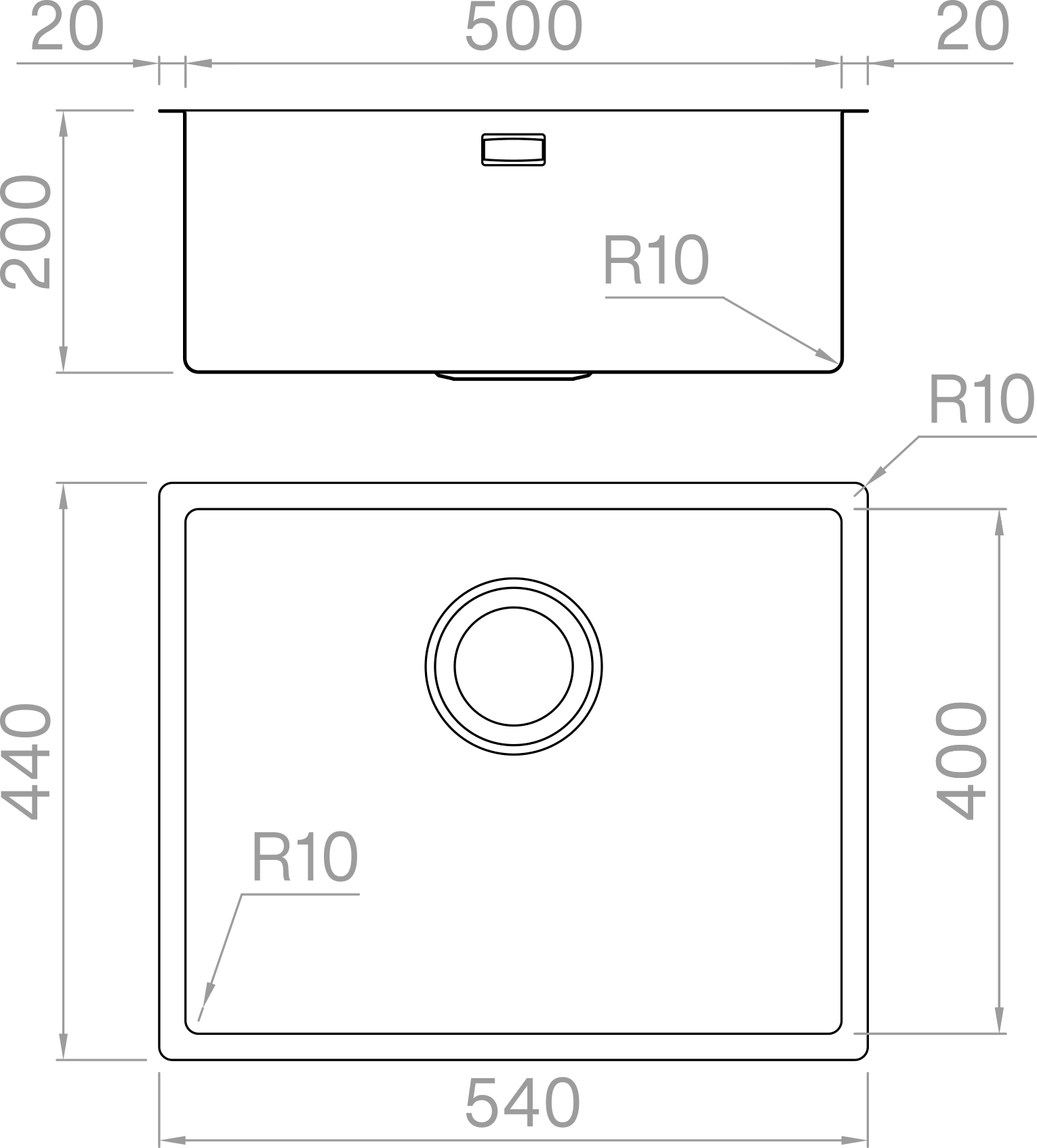 Artinox Radius Matte Vintage 50, top or undermount kitchen sink - Olif