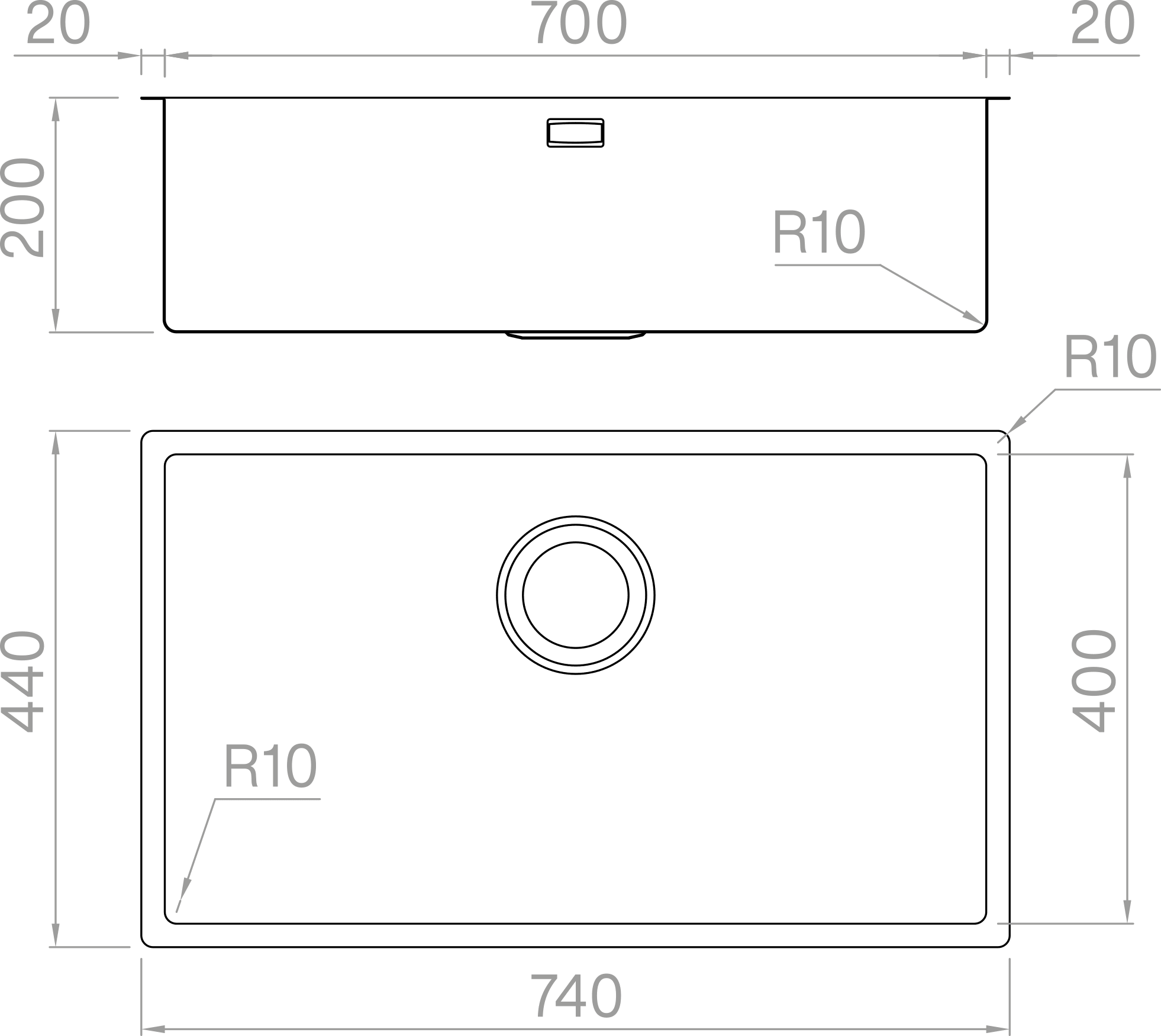 Artinox Radius Matte Vintage 70, top or undermount kitchen sink - Olif