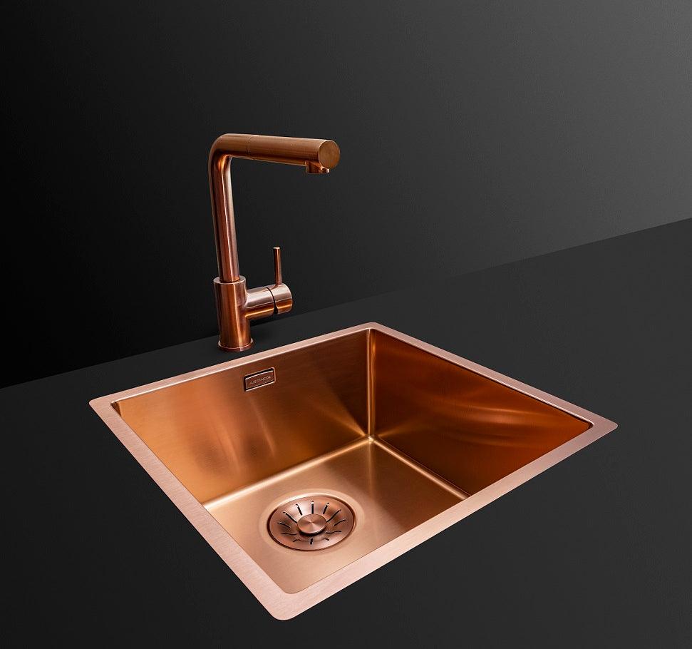 Artinox Titanium Copper 50, top, flush-mount or undermount sink - Olif