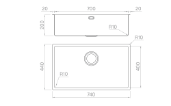 Artinox Titanium Copper 70, top, flush-mount or undermount sink - Olif