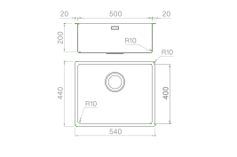 Artinox Titanium Gold 50, top, flush-mount, or under-mount sink - Olif