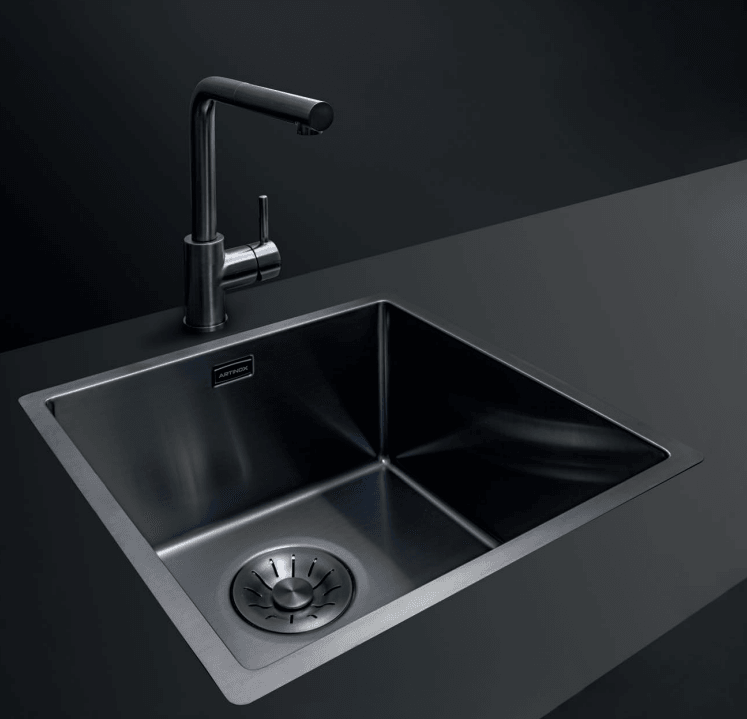 Artinox Titanium Gun Metal 40, top, flush-mount or undermount sink - Olif