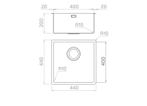 Artinox Titanium Gun Metal 40, top, flush-mount or undermount sink - Olif