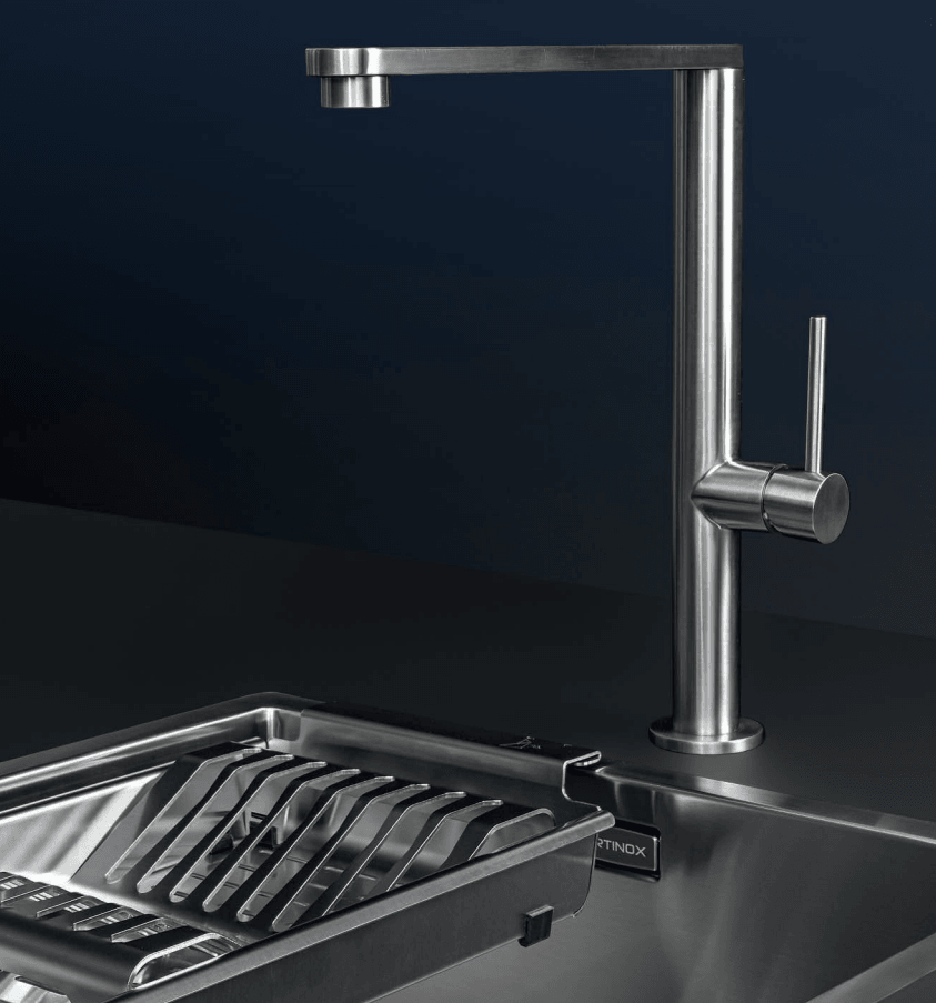 Artinox Uber Brushed Steel kitchen tap - Olif