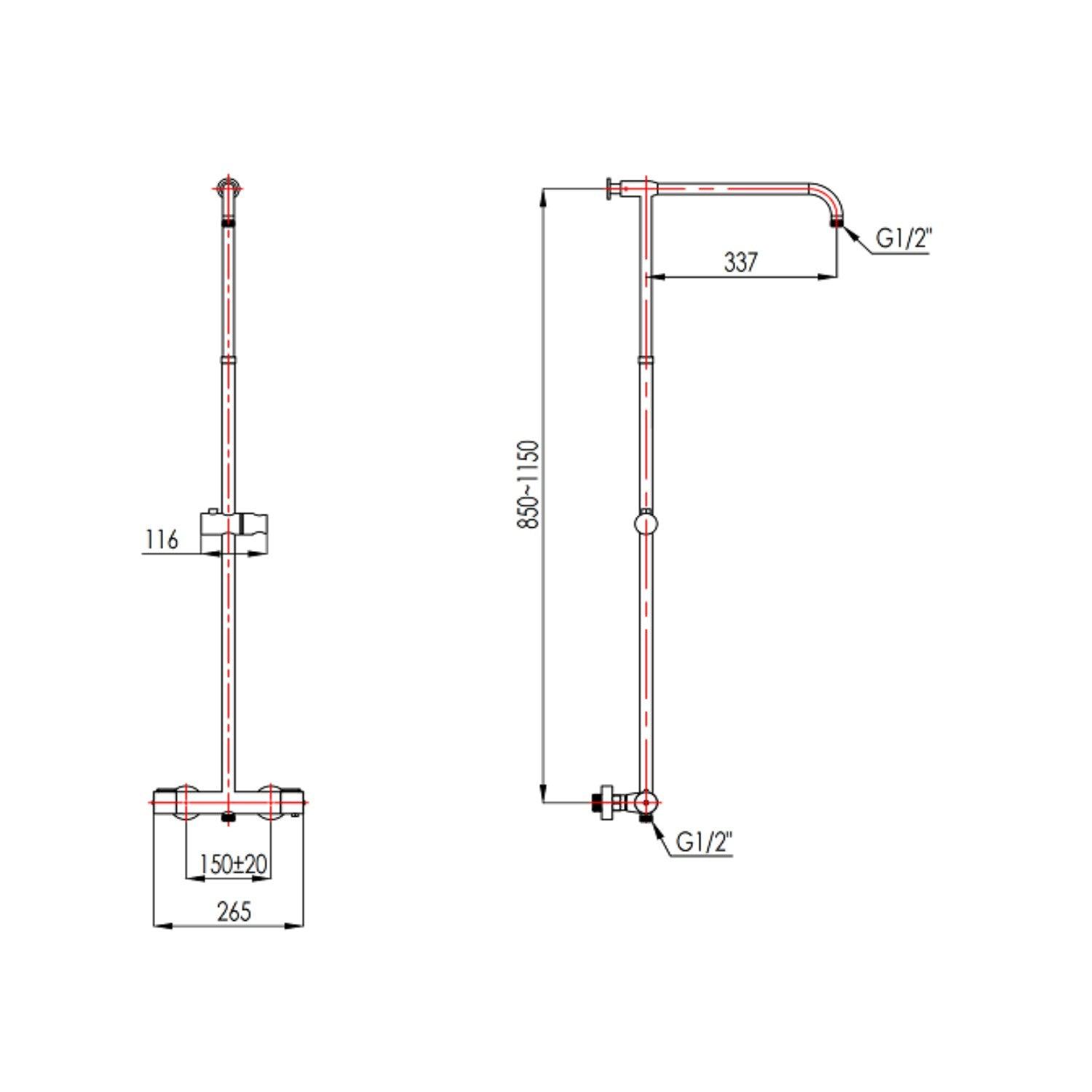 Blitz Cool 527 Thermostatic Shower Matte Black - Olif