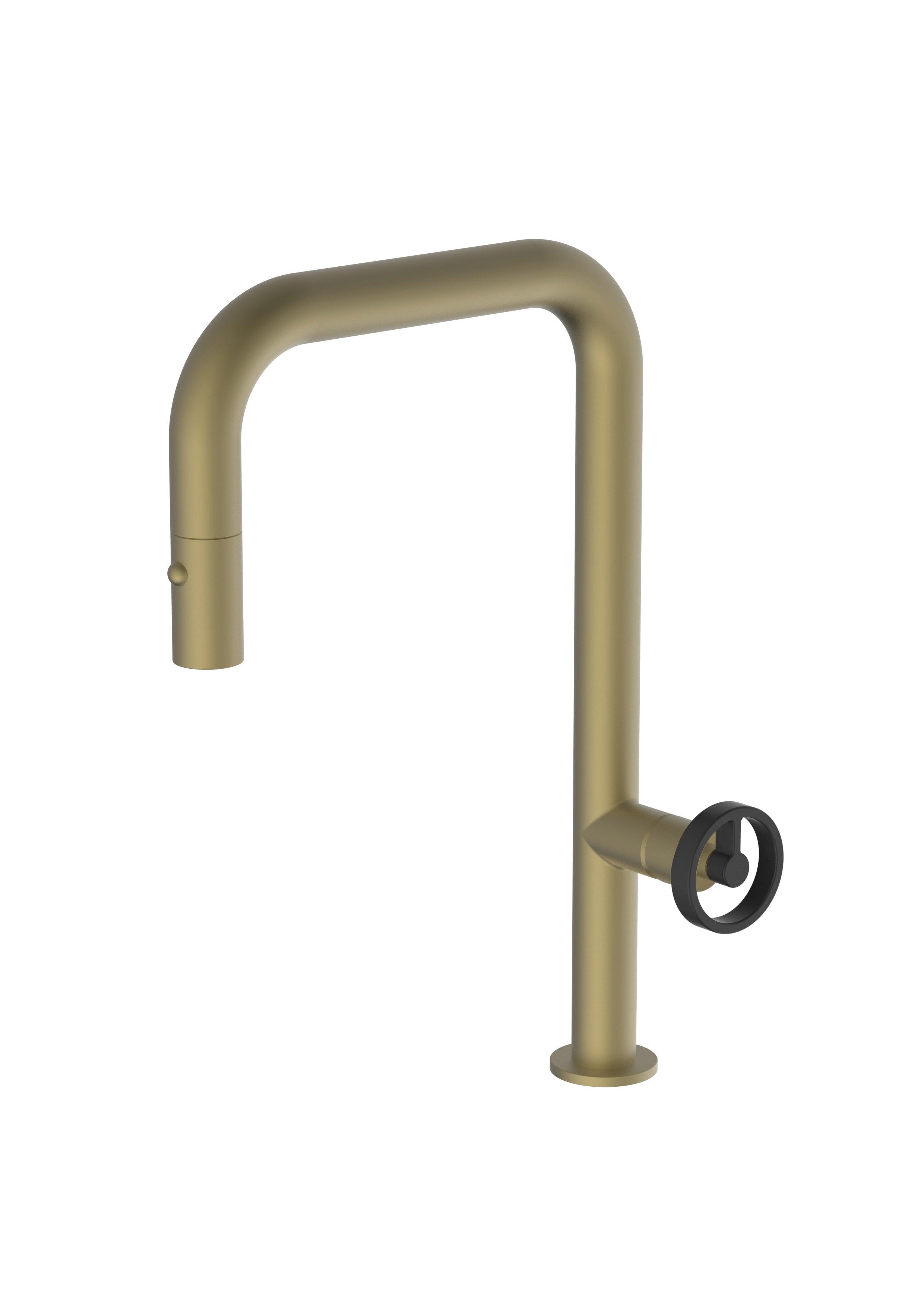 Capo Brass/Gold Mix & Match, pull-down kitchen mixer tap - Olif