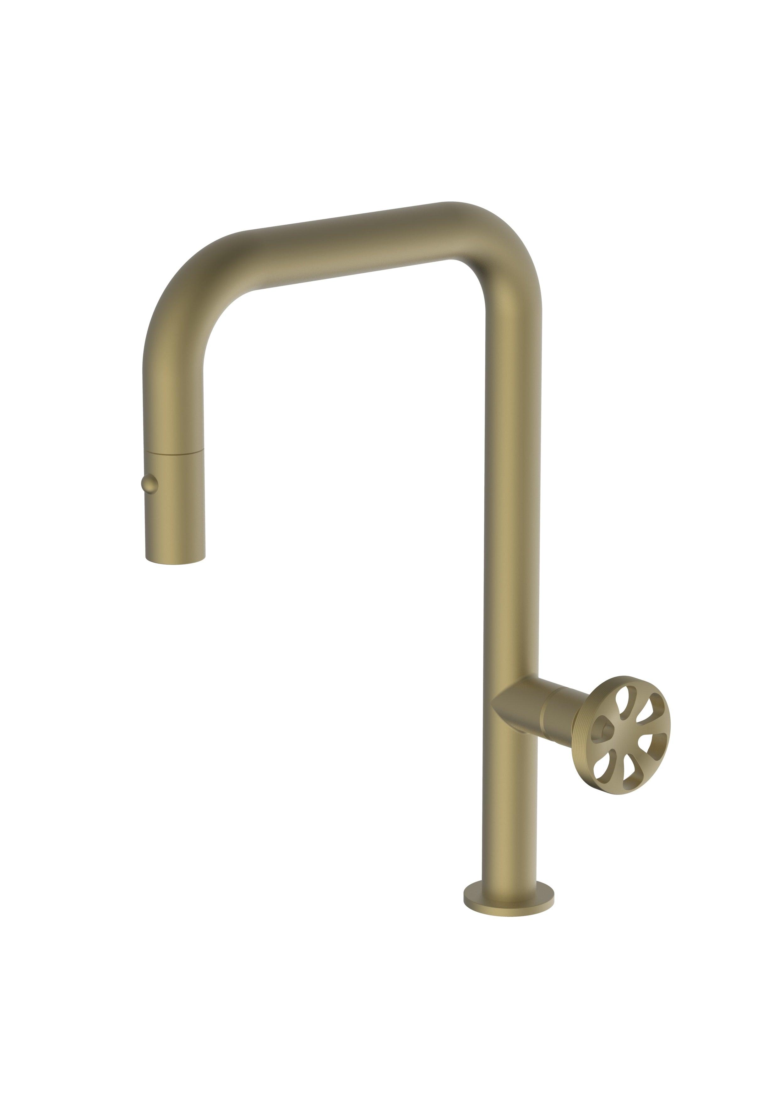 Capo Brass/Gold, pull-down kitchen mixer tap - Olif