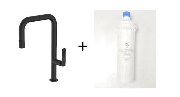 Capo Matte Black, pull down kitchen mixer tap - Olif