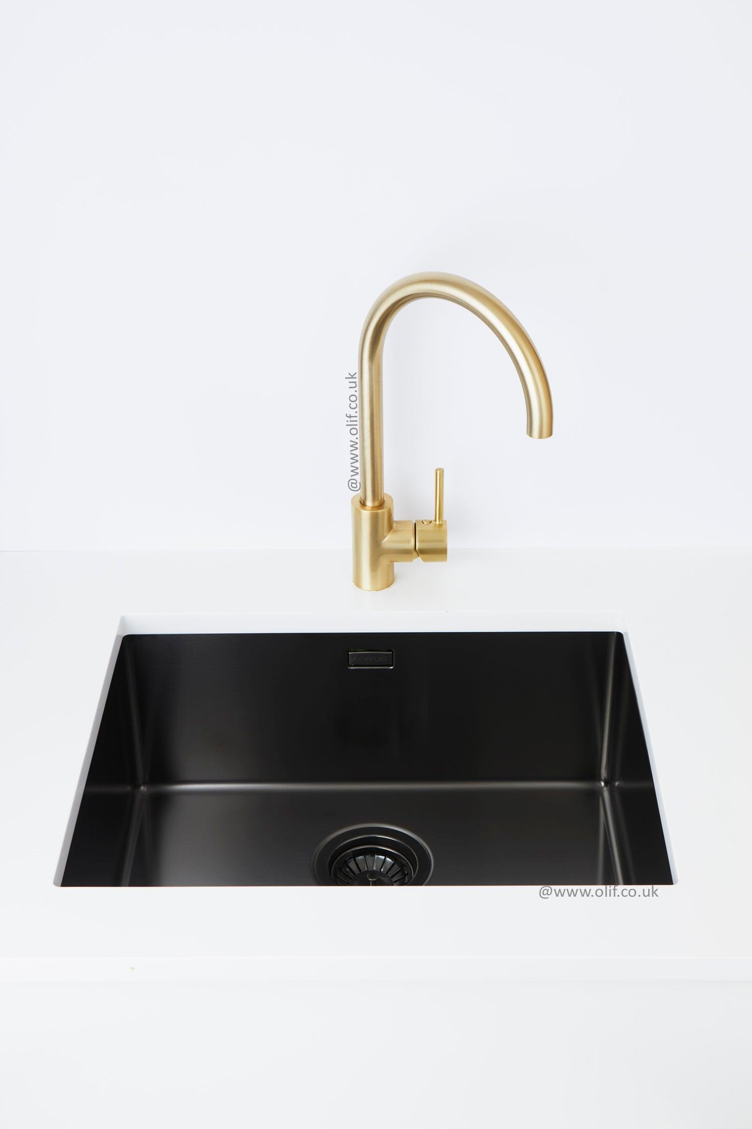 Cascata Nova Pale Brass, kitchen mixer tap - Olif