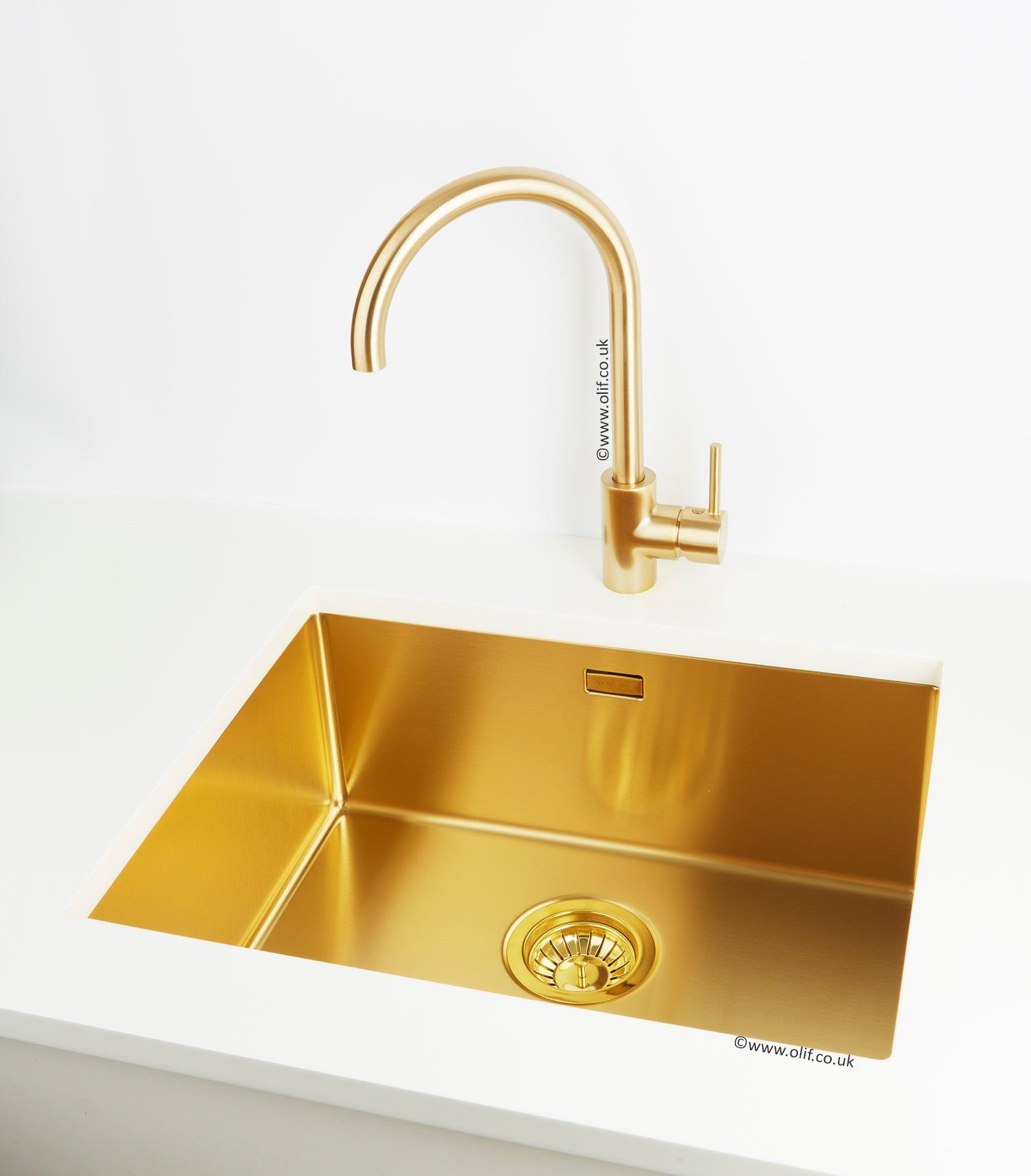 Cascata Nova Pale Brass, kitchen mixer tap - Olif