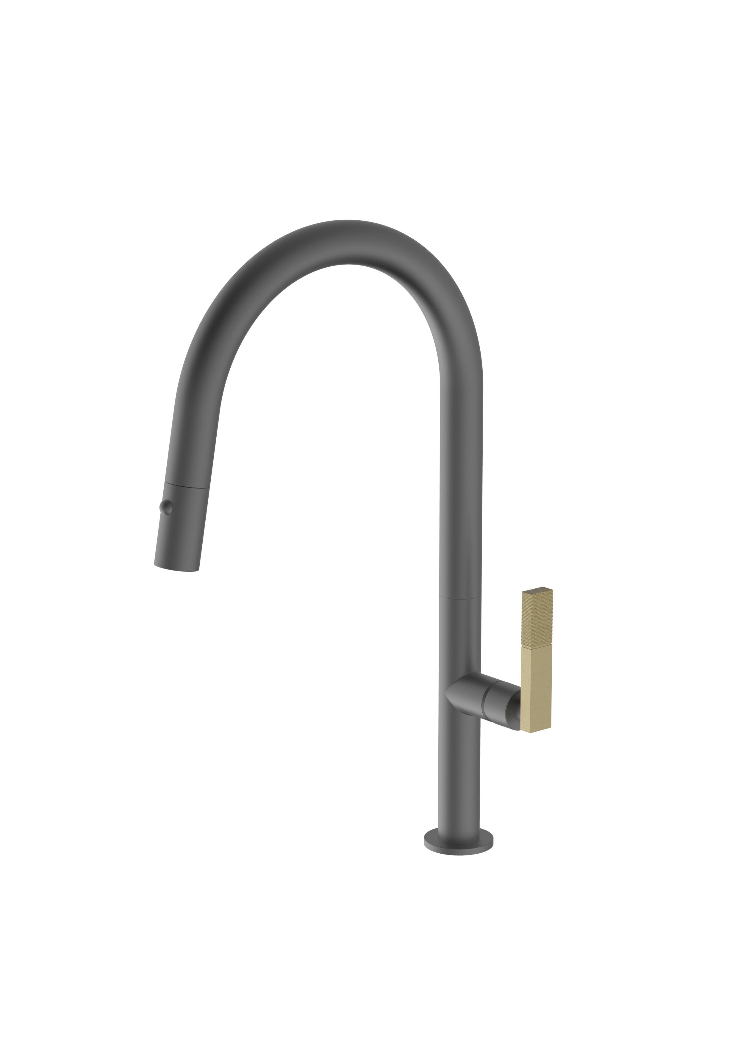 Divino Anthracite Mix&Match, pull-down kitchen tap, with spray - Olif