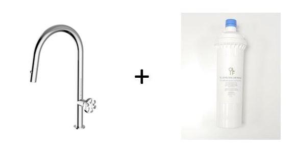 Divino Chrome, pull-down kitchen tap, with spray - Olif