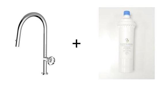 Divino Chrome, pull-down kitchen tap, with spray - Olif