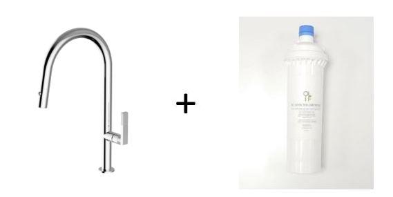 Divino Chrome, pull-down kitchen tap, with spray - Olif