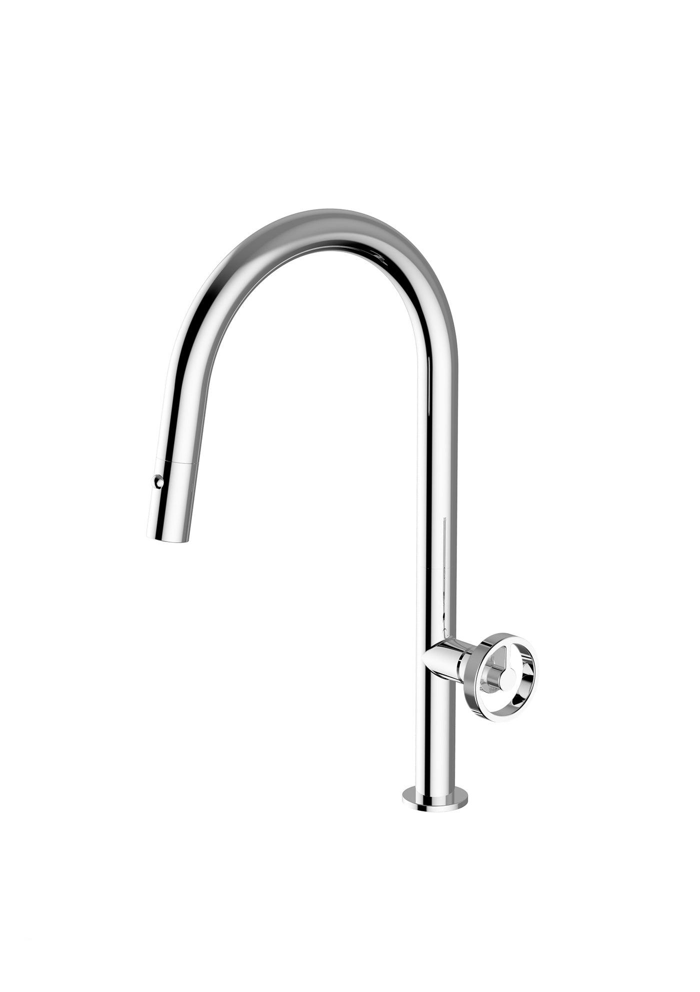 Divino Chrome, pull-down kitchen tap, with spray - Olif
