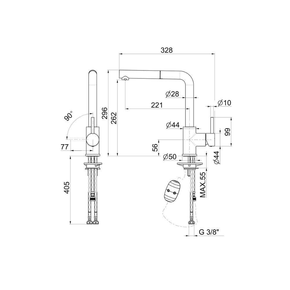 Artinox Athom Copper pull out kitchen tap