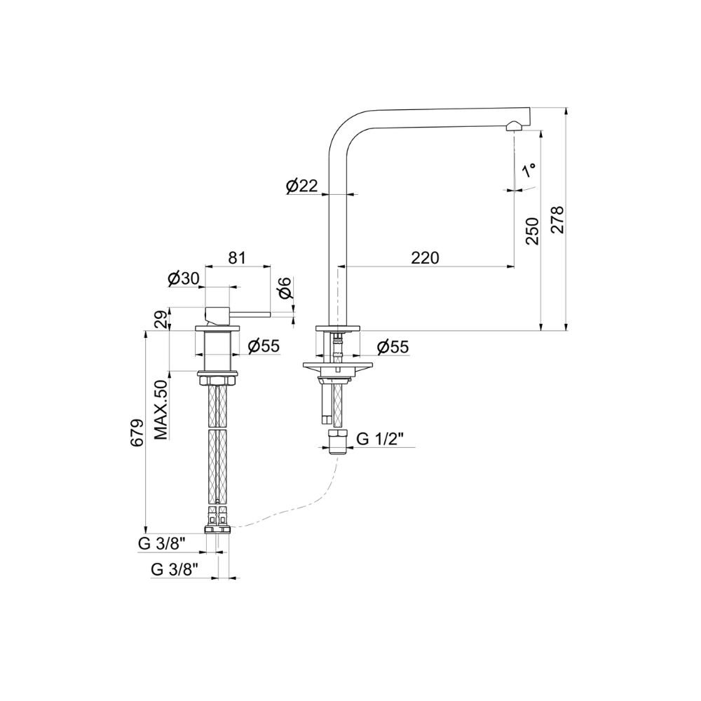 Artinox Ergo Matt Black kitchen tap