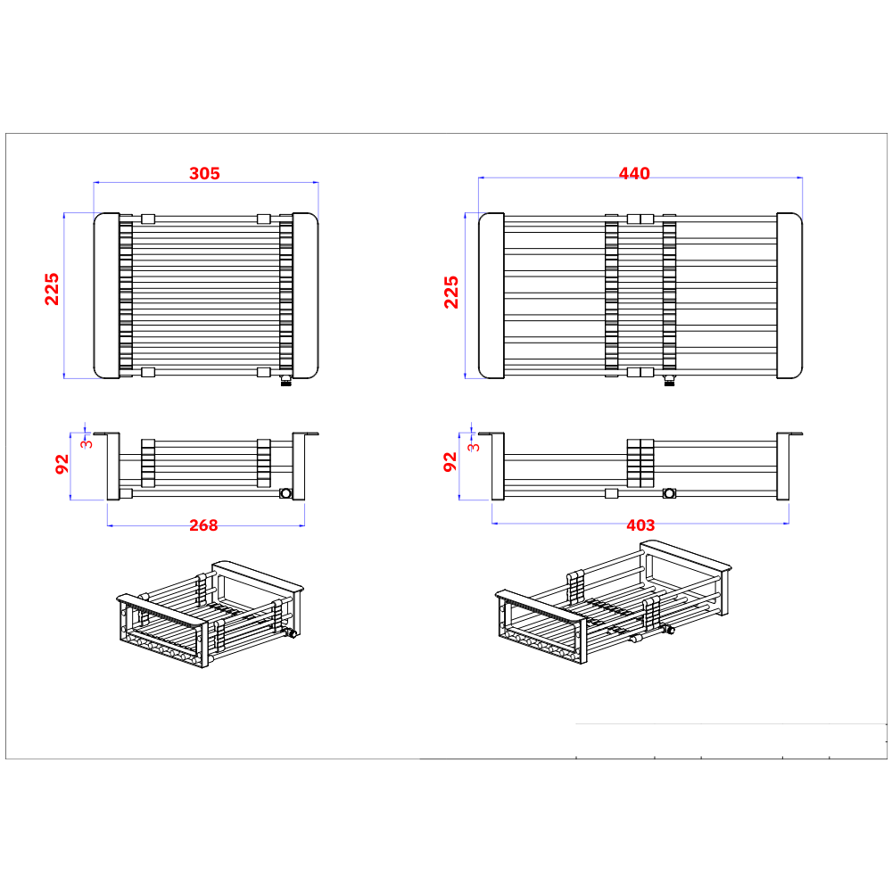 Quadron Extendable Basket Grey 30-44x22