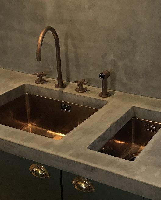 Fantini Icona Classic Gunmetal, kitchen mixer tap with handshower - Olif