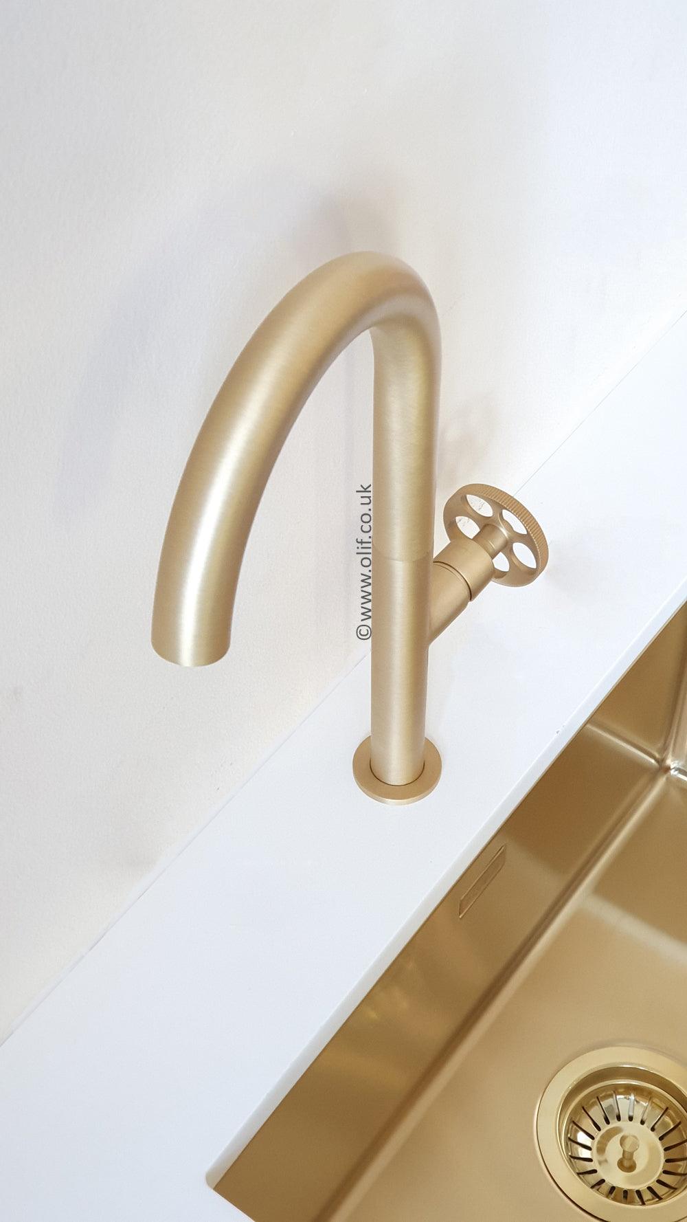 Forte Brass/Gold, kitchen mixer tap - Olif