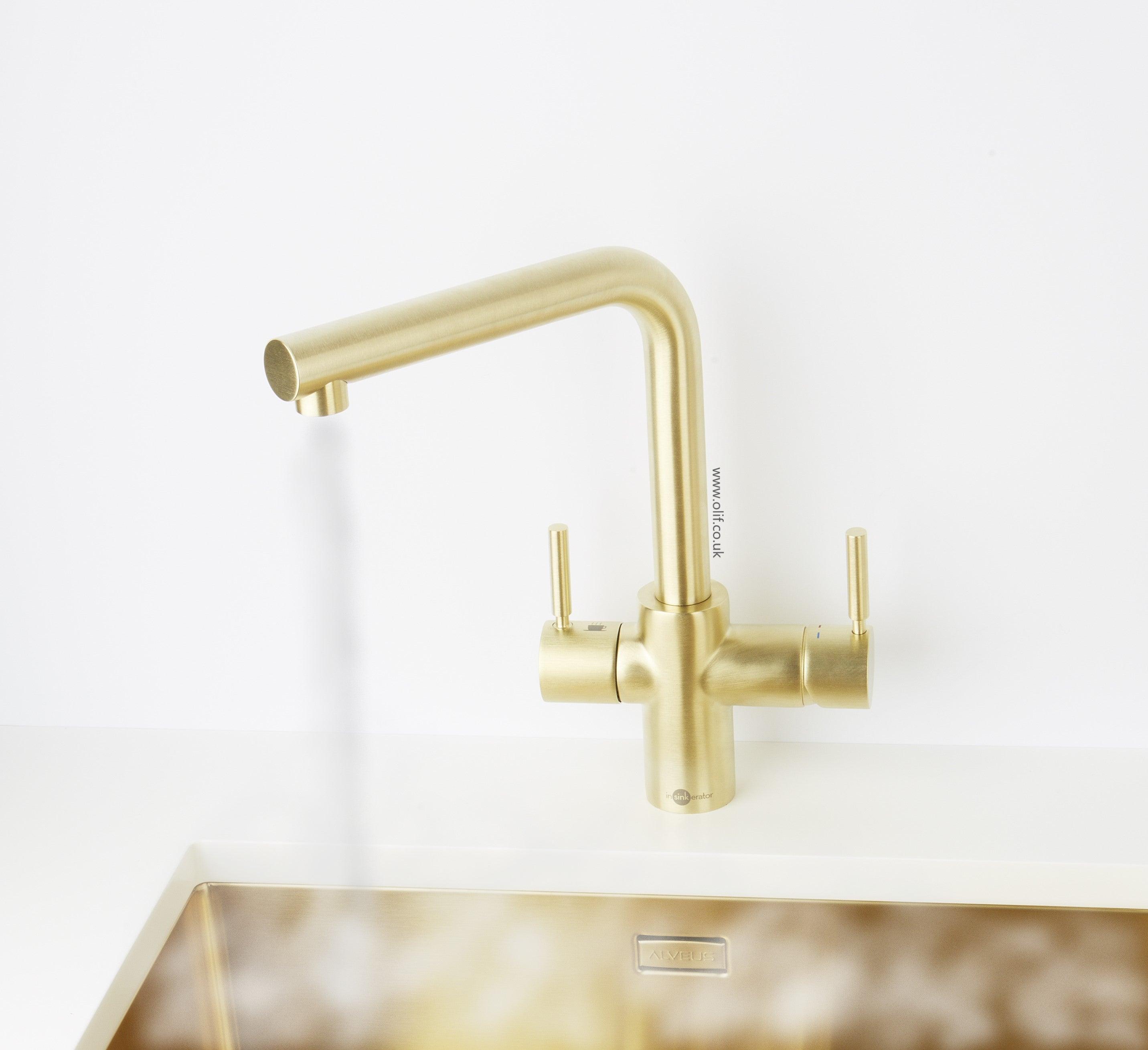 InSinkErator 3n1 Steaming Hot Water tap Gold, with tank and filter - Olif