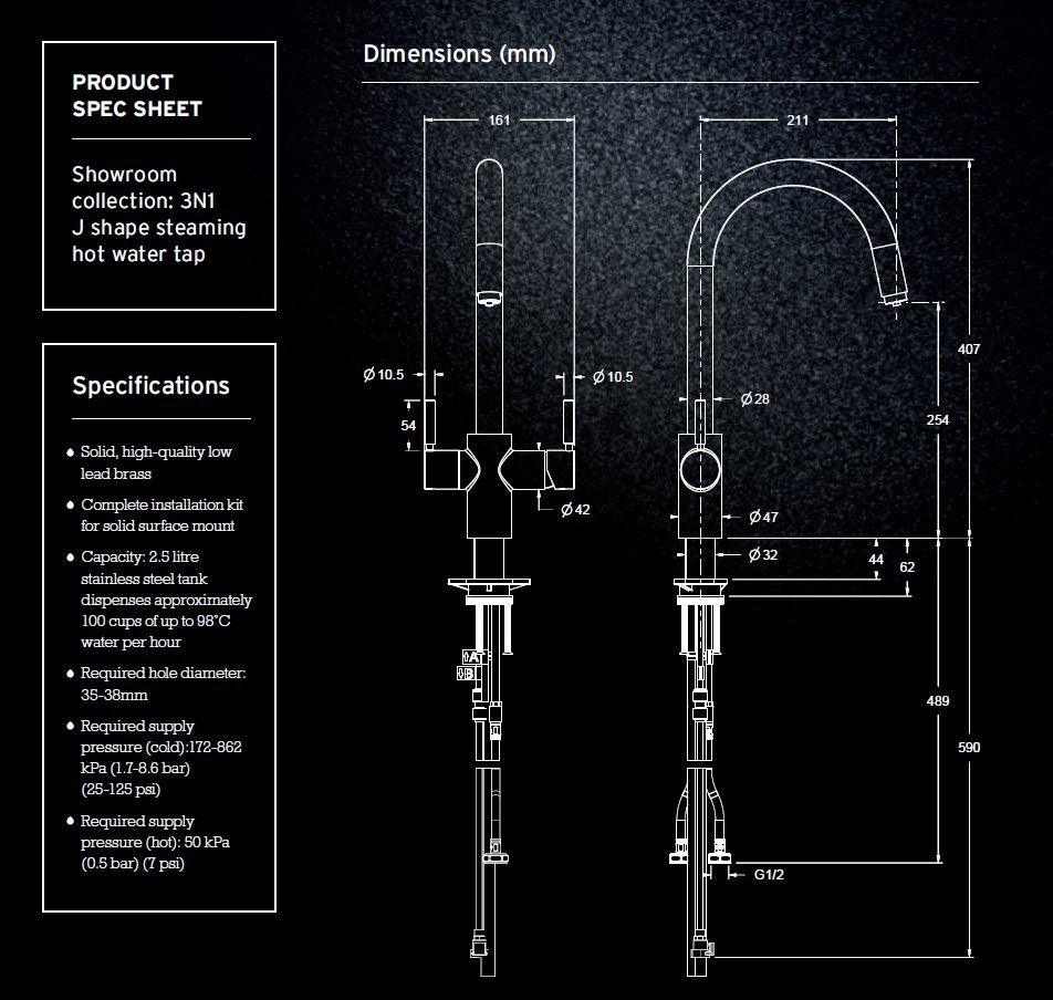 InSinkErator 3n1 Steaming Hot Water tap Rose Gold - Olif