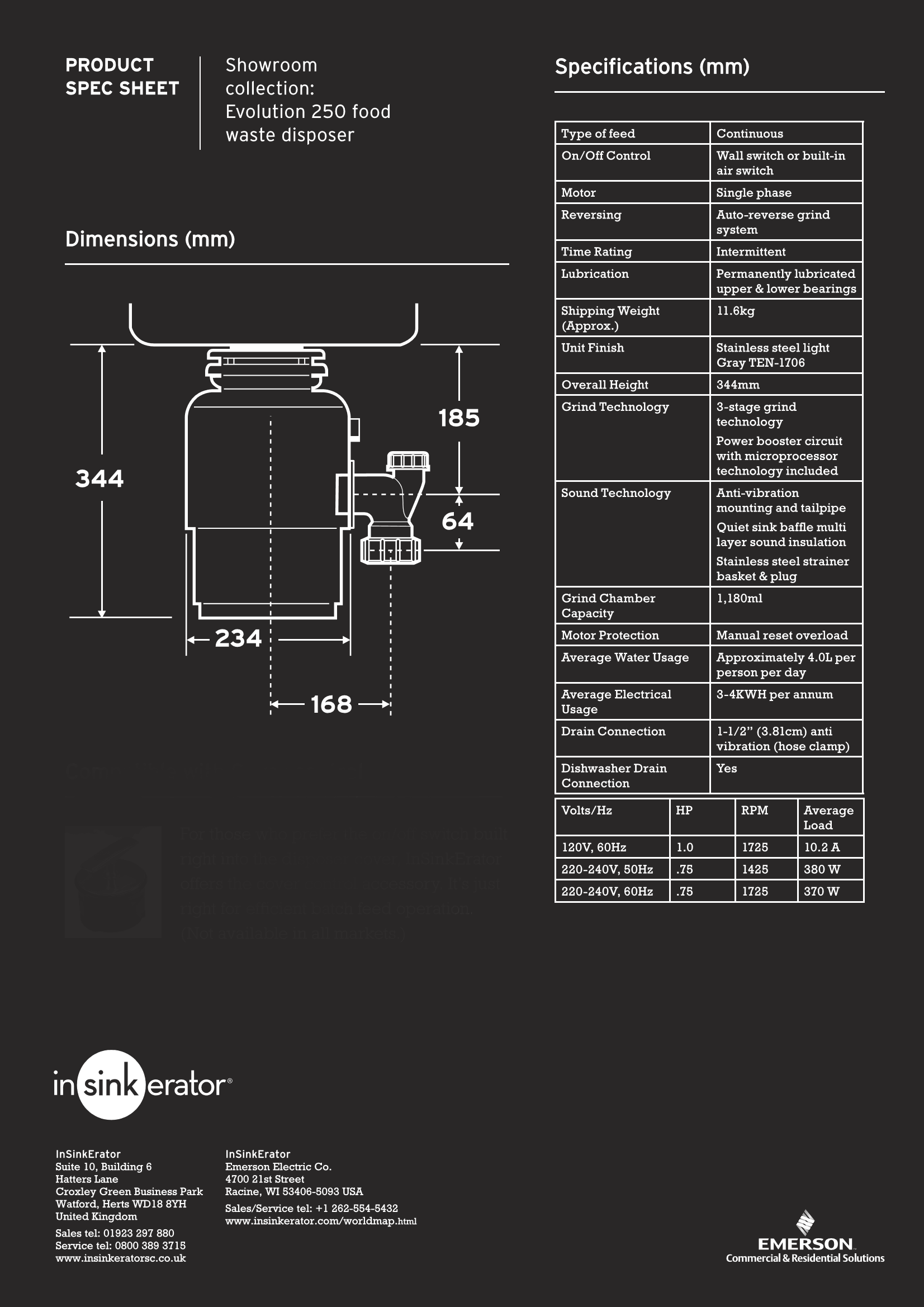 InSinkerator Evolution 250 Patinated Brass food waste disposer - Olif