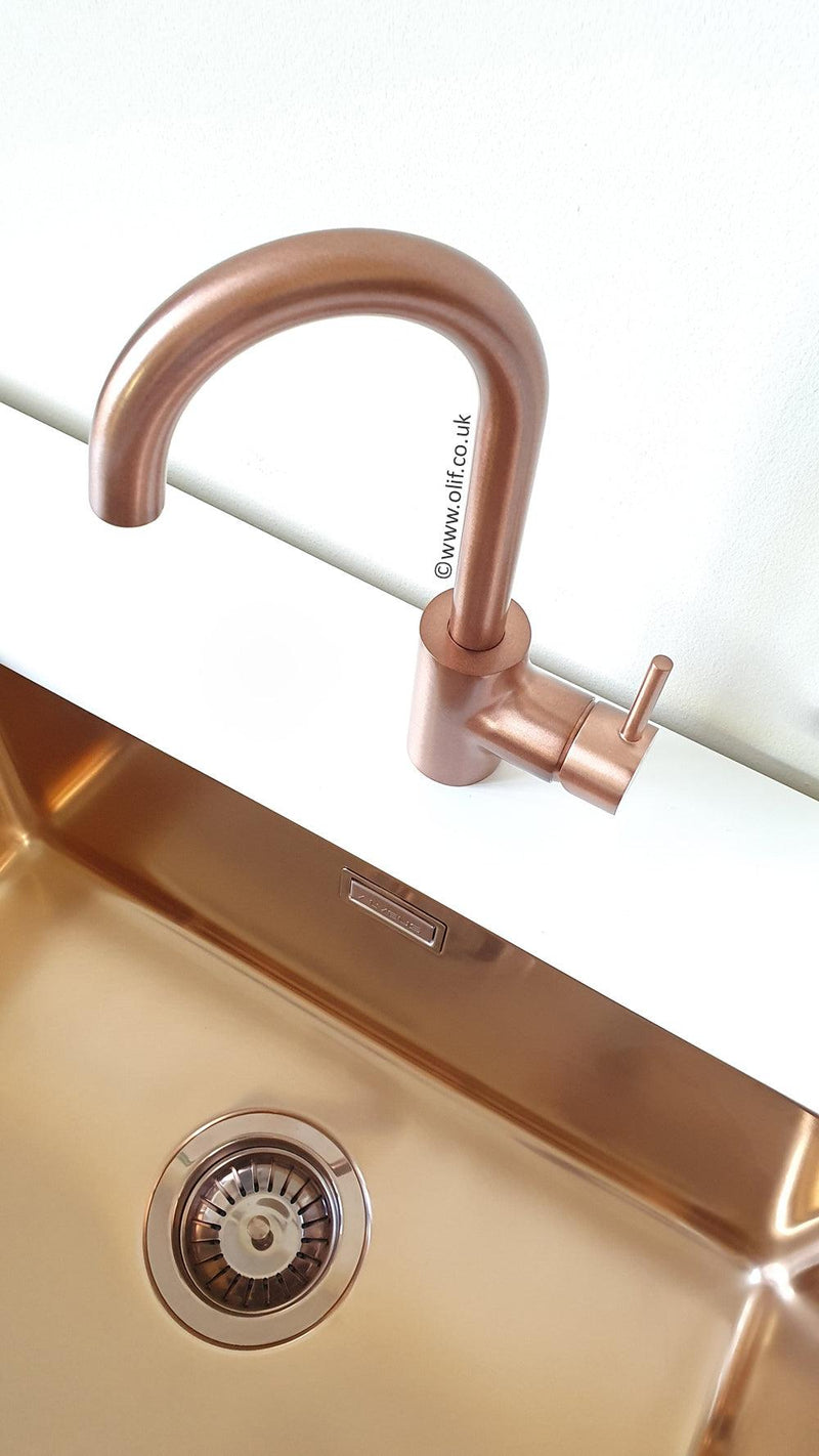 Brushed Copper kitchen mixer tap Minimo Copper by Olif