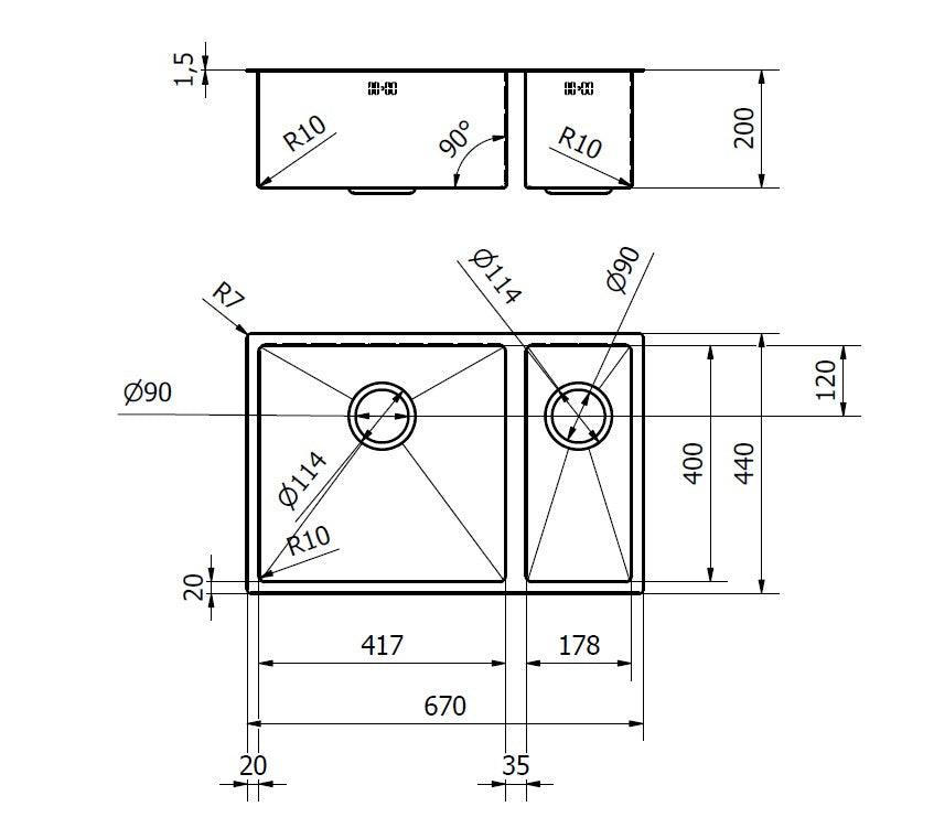 Nano 1.5 Bowl Gold Topmount or Undermount kitchen sink - Olif