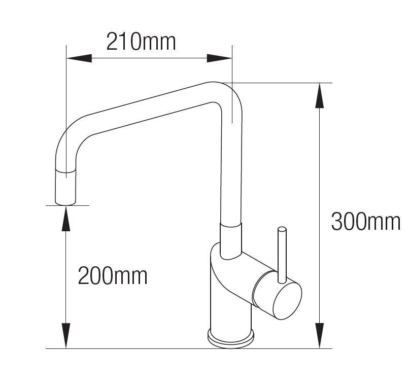 Nivito RH-300 INDUSTRIAL Brushed Steel, kitchen mixer tap - Olif