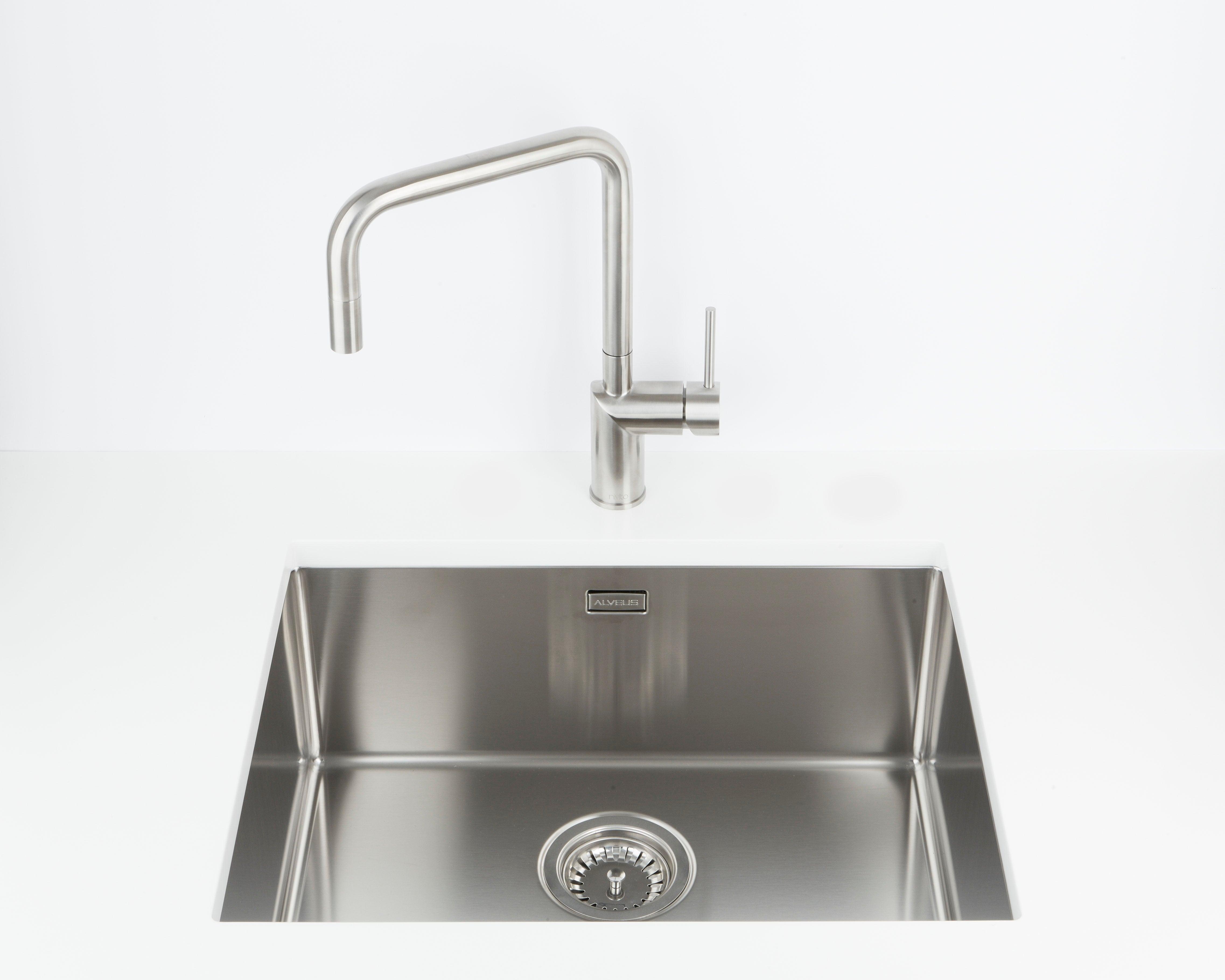 Nivito RH-300 INDUSTRIAL Brushed Steel, kitchen mixer tap - Olif