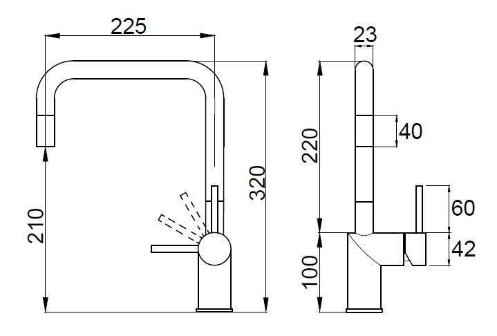 Nivito RH 320 EX Matte Black, pull-out kitchen mixer tap - Olif