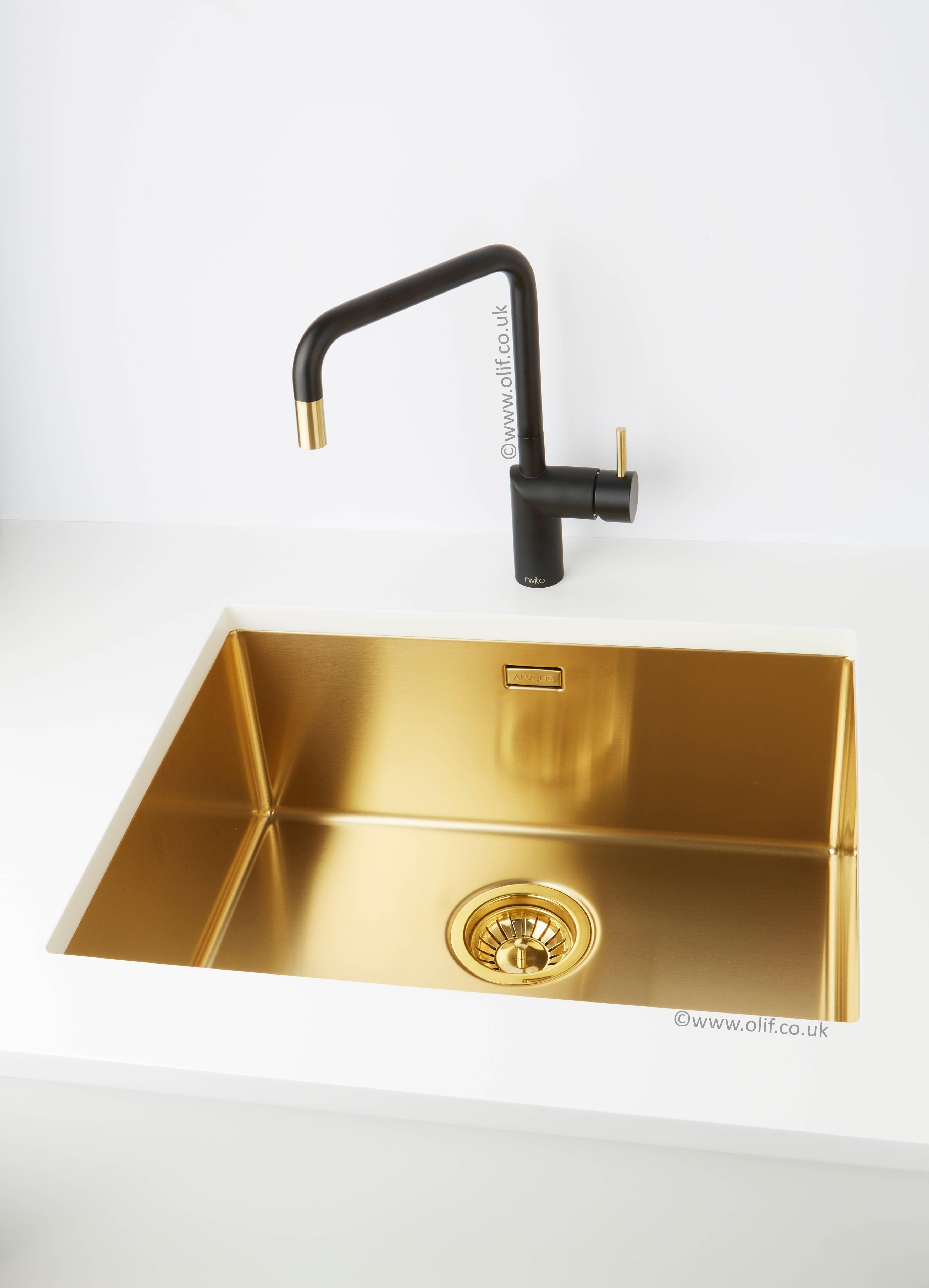 Nivito RH-340-BISTRO Black & GOLD, kitchen mixer tap - Olif