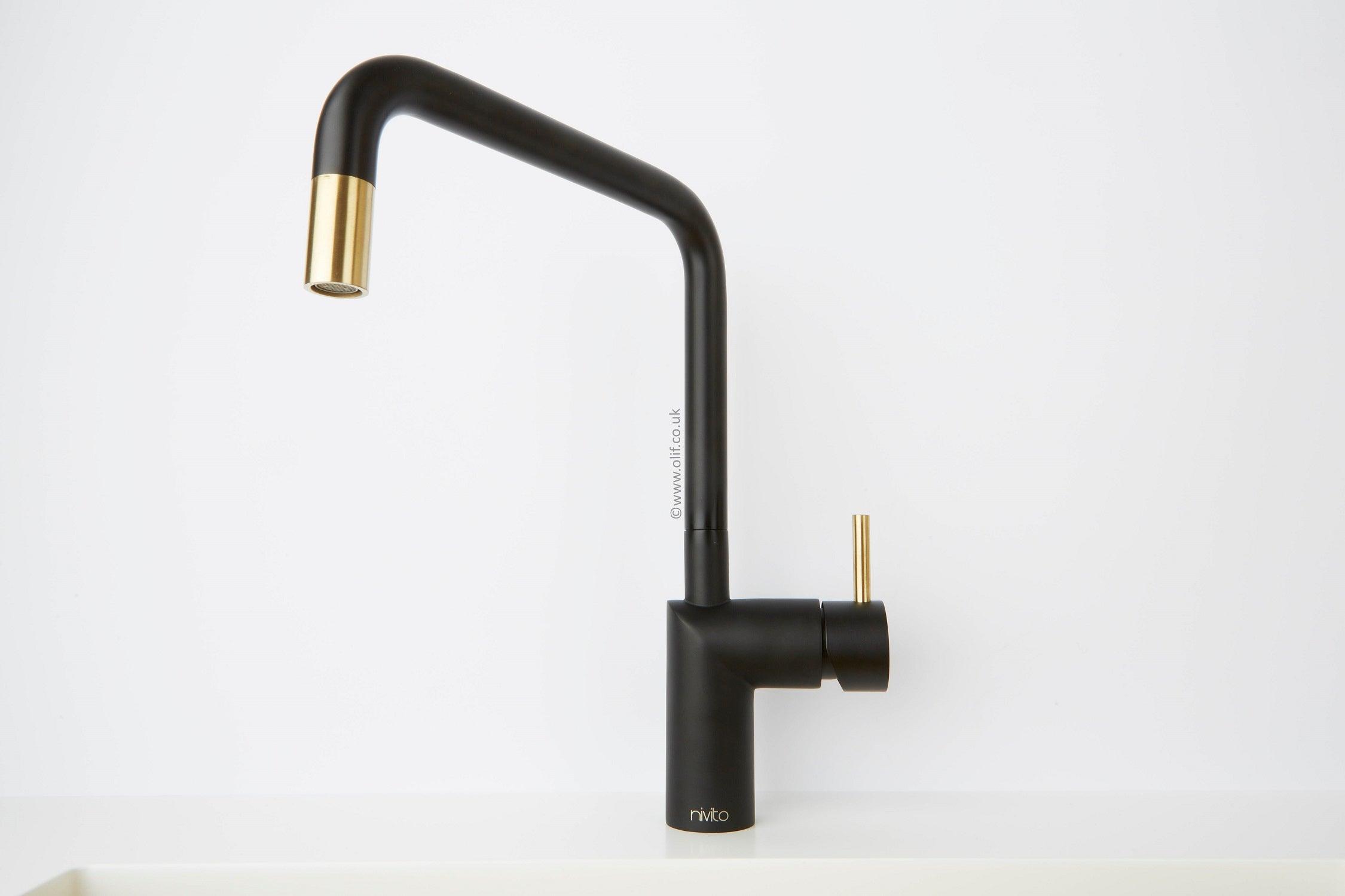 Nivito RH-340-BISTRO Black & GOLD, kitchen mixer tap - Olif