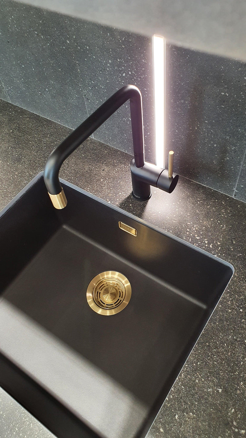 Elegant Black and Gold Kitchen Mixer Tap – Style Meets Function