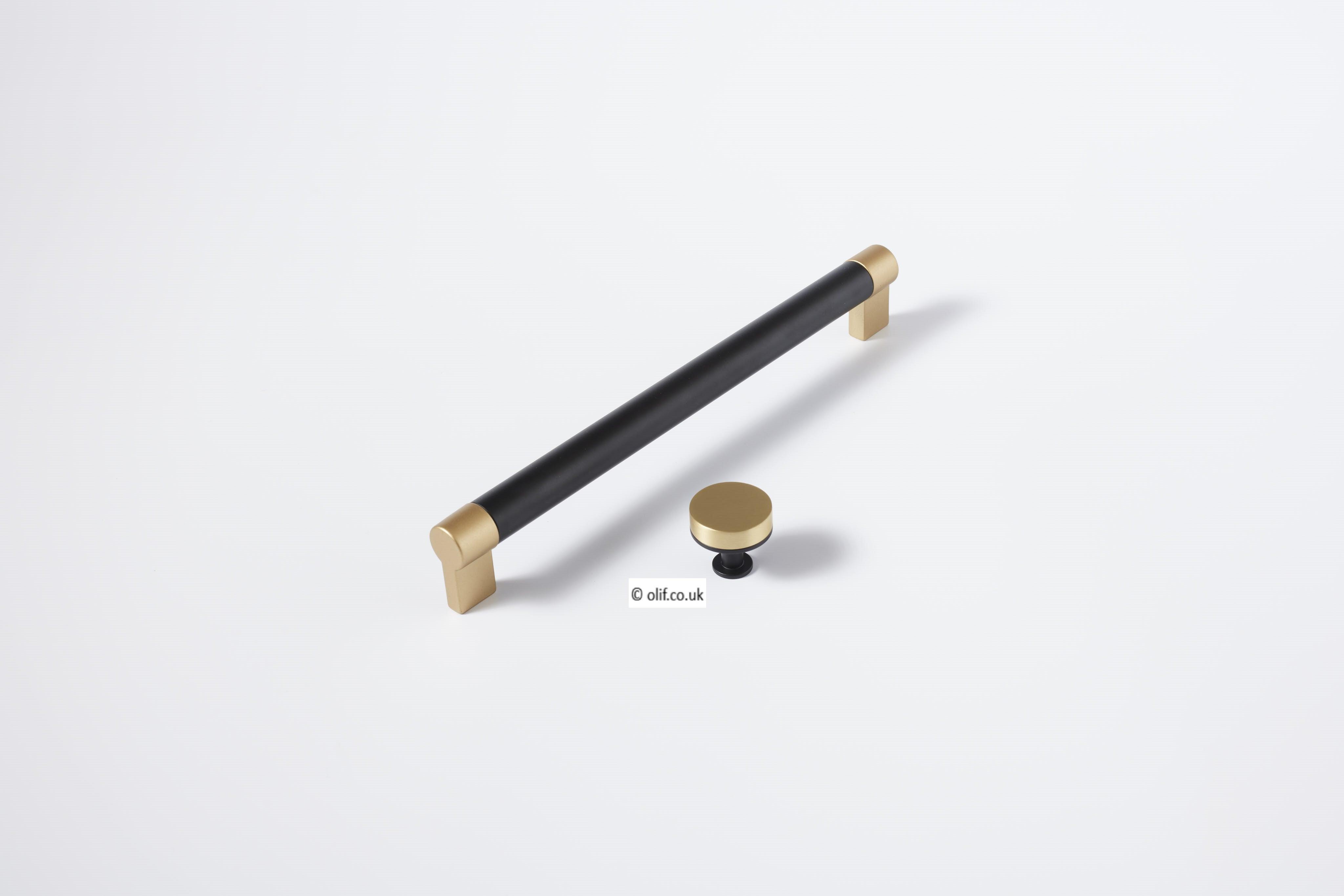 Olif Button Cabinet Mix & Match Knob, Gold/Matte Black - Olif