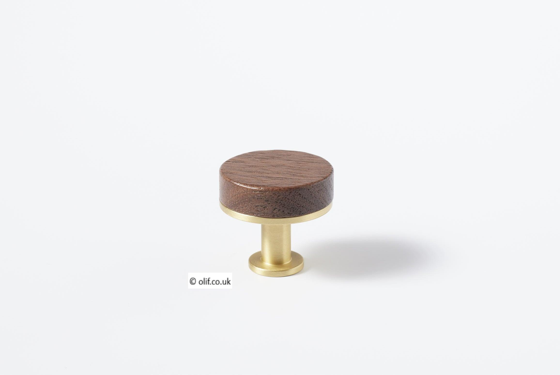 Olif Button Cabinet Mix & Match Knob, Walnut/Gold - Olif