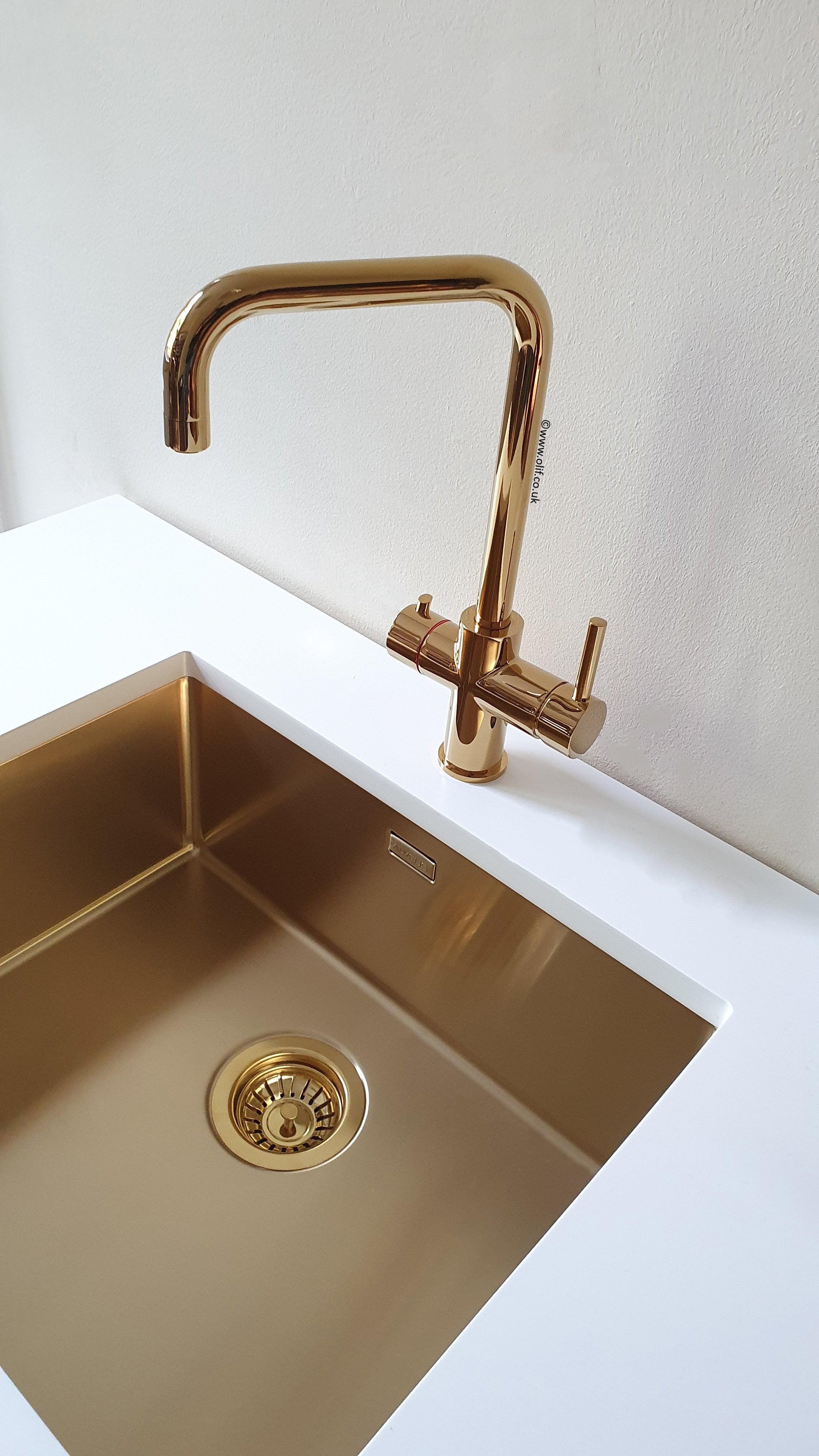 Olif Triniti 3n1 Instant Hot Water tap Gold, with boiler and filter - Olif