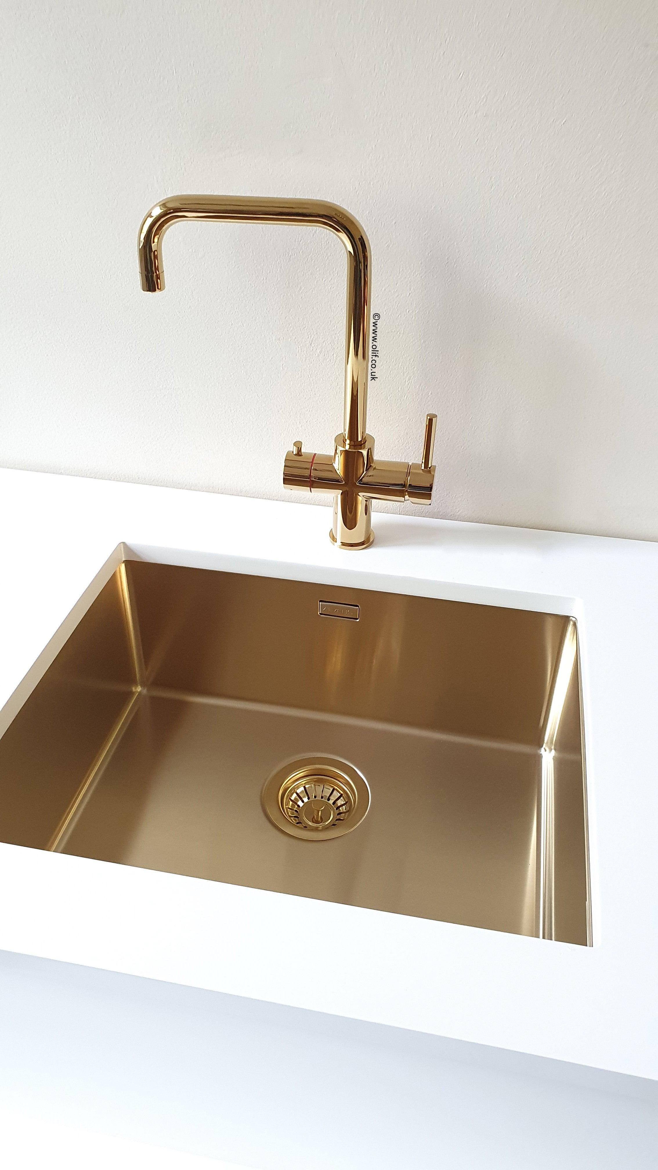 Olif Triniti 3n1 Instant Hot Water tap Gold, with boiler and filter - Olif