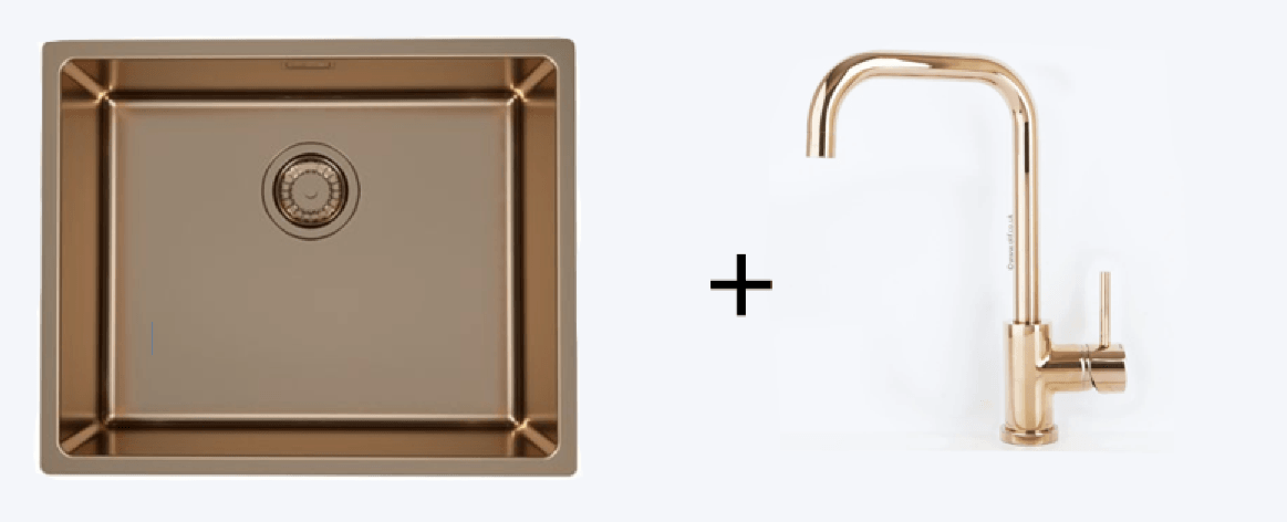 Pack of Alveus Monarch Kombino 50 Copper sink and matching Copper tap - Olif