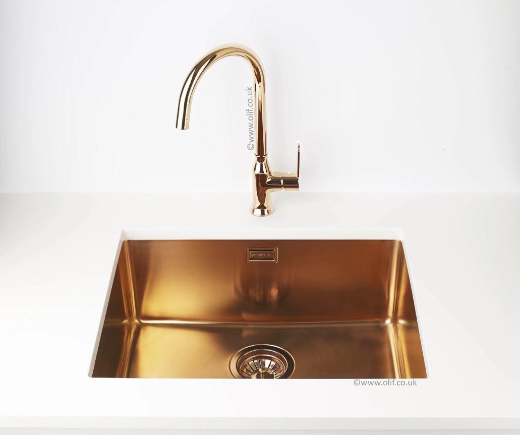 Pack of Alveus Monarch Kombino 50 Copper sink and matching Copper tap - Olif