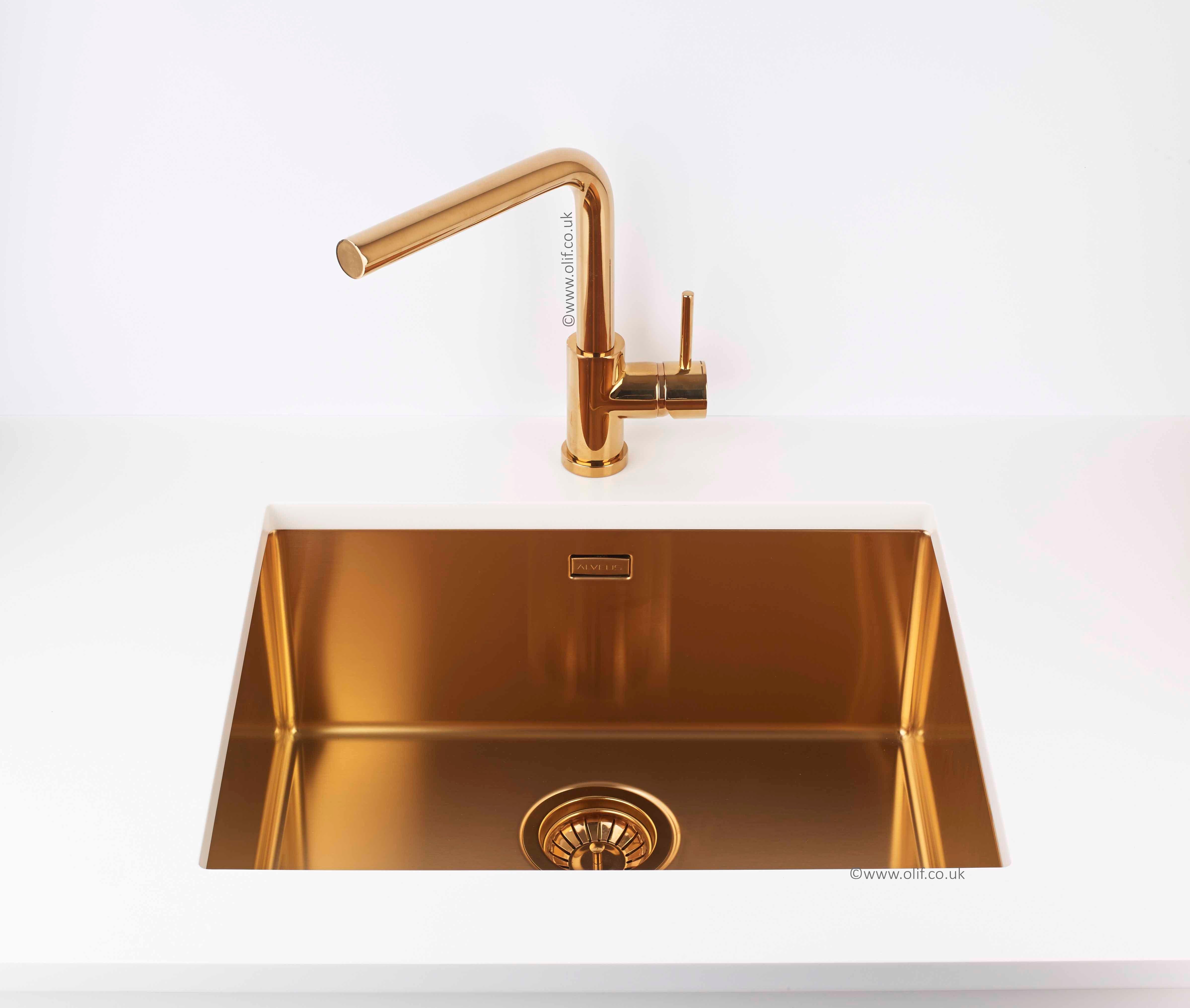 Pack of Alveus Monarch Kombino 50 Copper sink and matching Copper tap - Olif