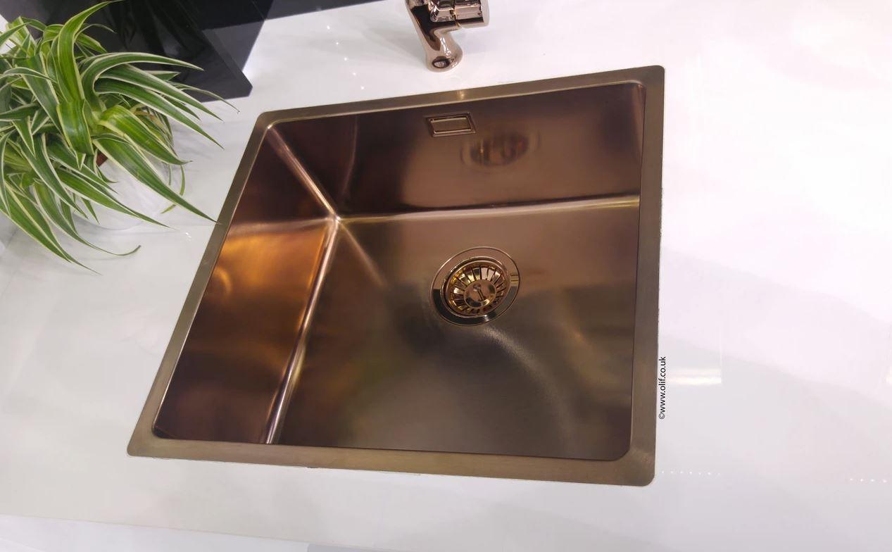 Pack of Alveus Monarch Kombino 50 Copper sink and matching Copper tap - Olif