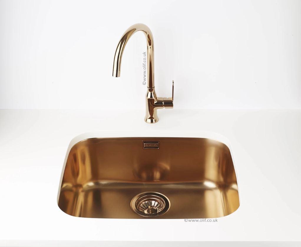 Pack of Alveus Monarch Variant 10 Copper sink and matching Copper tap - Olif