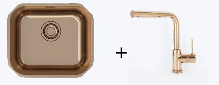 Pack of Alveus Monarch Variant 40 Copper sink and matching Copper tap - Olif