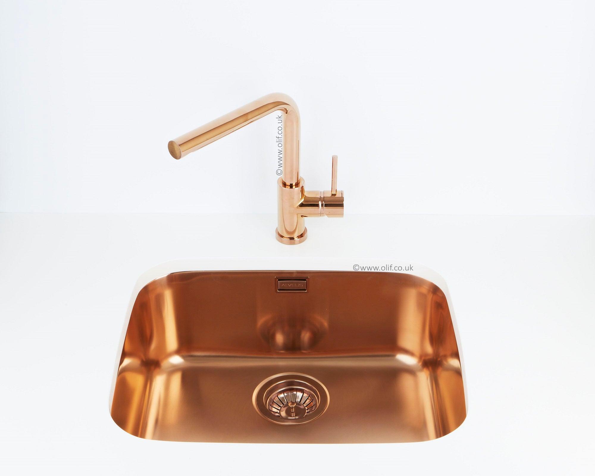 Pack of Alveus Monarch Variant 40 Copper sink and matching Copper tap - Olif