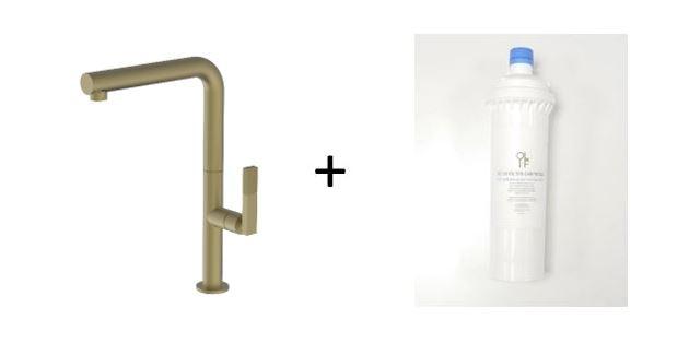 Potento Brass/Gold, kitchen mixer tap - Olif